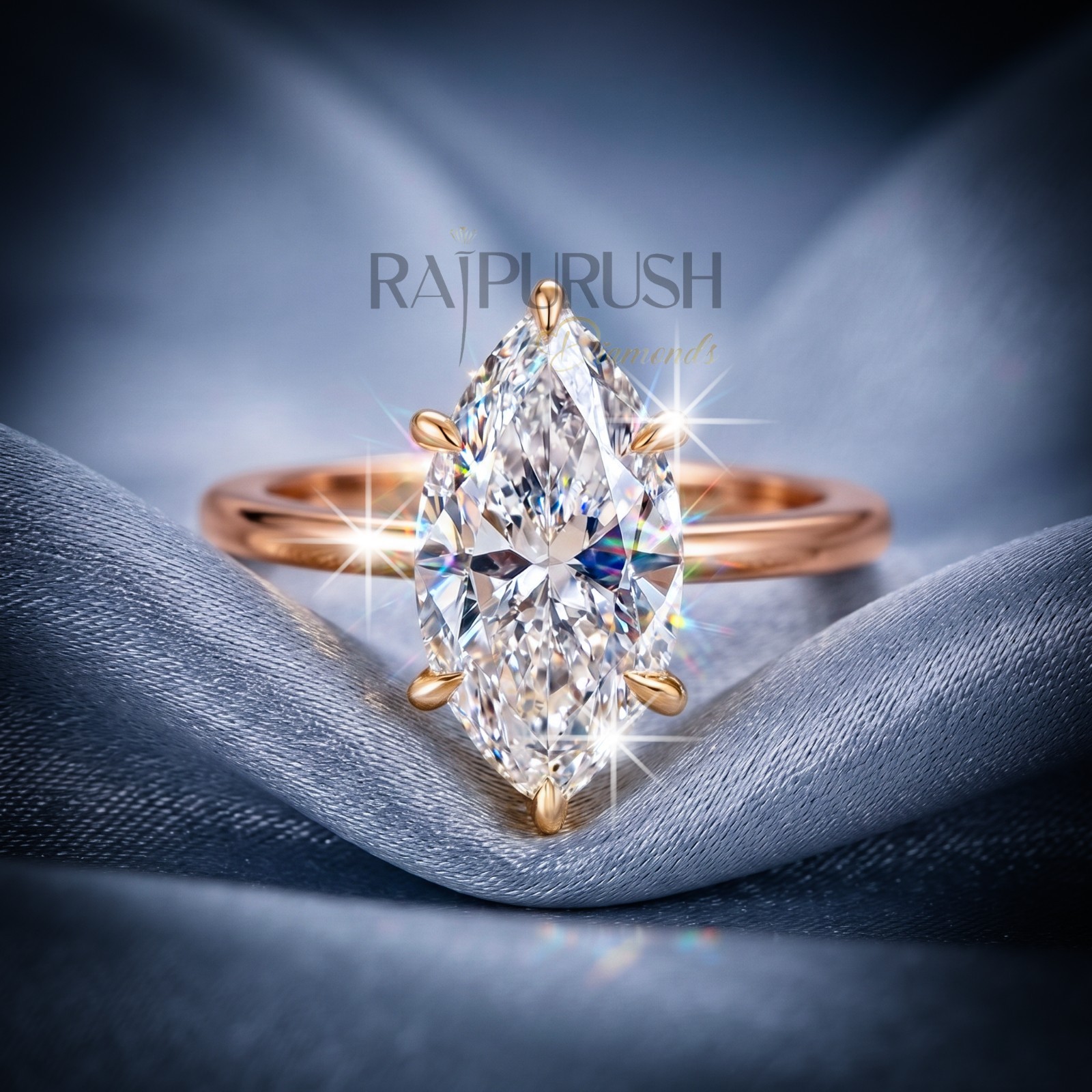 Marquise Cut Moissanite Engagement Ring -Sterling Silver Solitaire Promise Ring