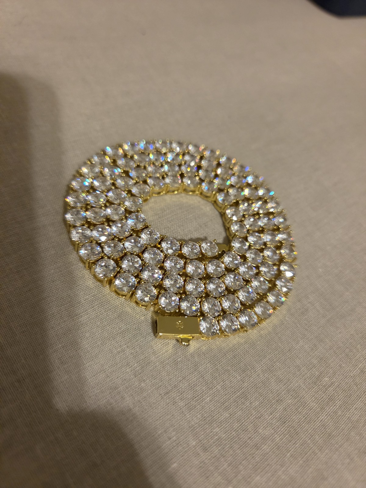 5mm Tennis Chain CZ Cubic Zirconia Yellow Gold 22in Box Clasp IceCartel