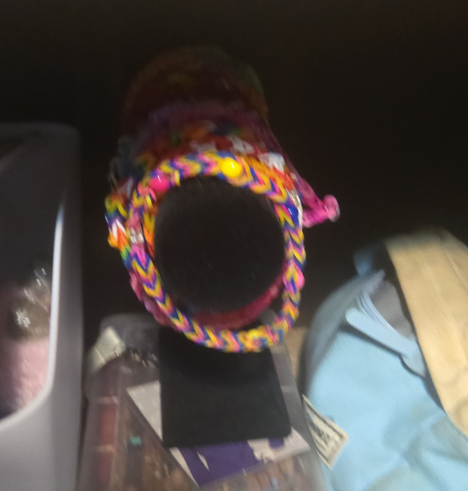 Mutiple Multicolor Braided Rubber Bracelets For Sale