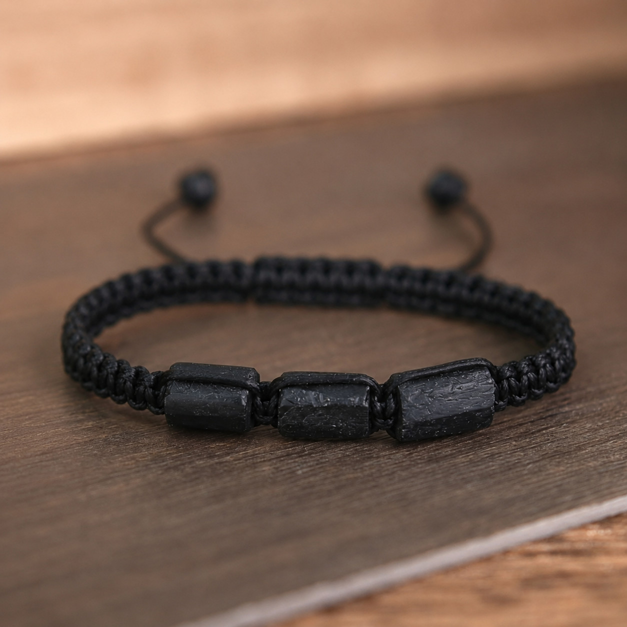 Natural Black Tourmaline Raw Stone Bracelet EMF Protection Reiki Energy Jewelry