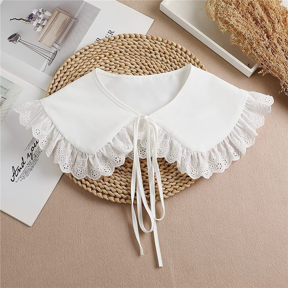 Detachable False Collar Embroidery Neck Ruff Mini Cape Dickey Collar for Wome…