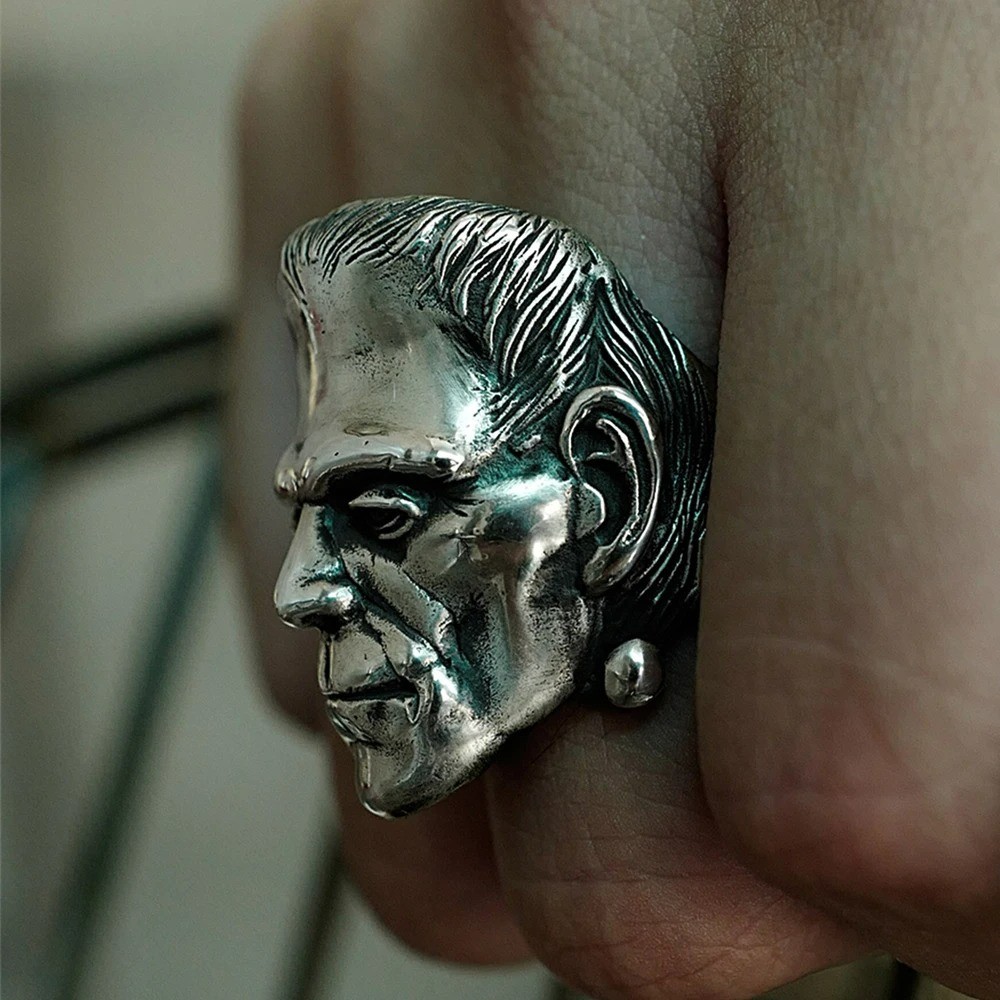 Frankenstein Scientist Face Ring Punk Horror Stainless Steel Biker Hip Hop Gifts