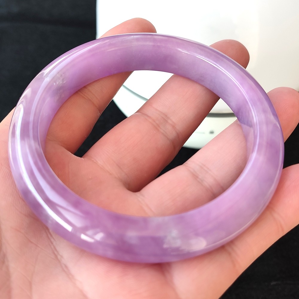 Certified Grade A 62mm Lavender Natural Burma Jade jadeite Bangle Bracelet 0441