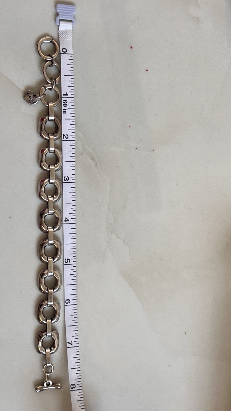 Ciclon , spanish brand silver plated link bracelet adjustable toggle clasp, used