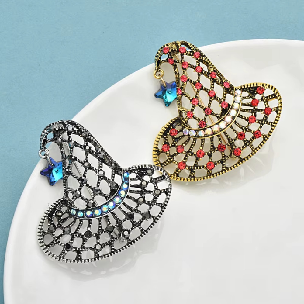 Halloween Witch Hat Brooch Pin Gold Crystal Rhinestone Statement Jewelry Gift