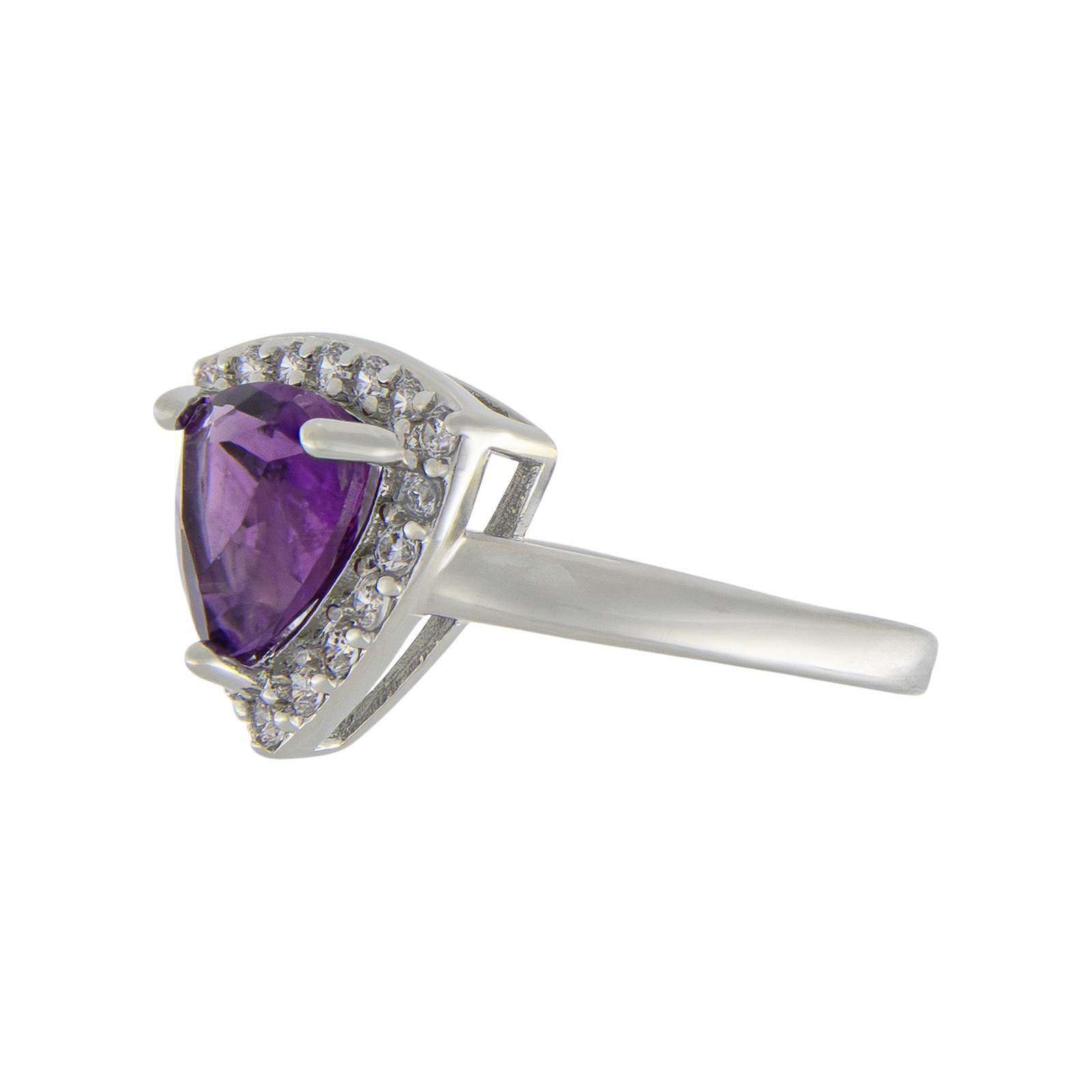 Gold Coast Platinum Plated Trillion Cut Genuine African Amethyst Ring, Size 9