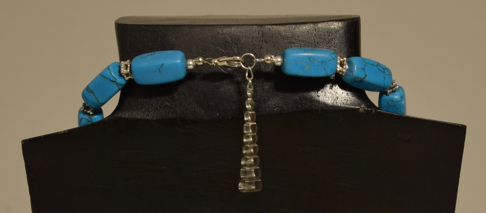 Necklace Stabilized Turquoise Silver Beaded Necklace