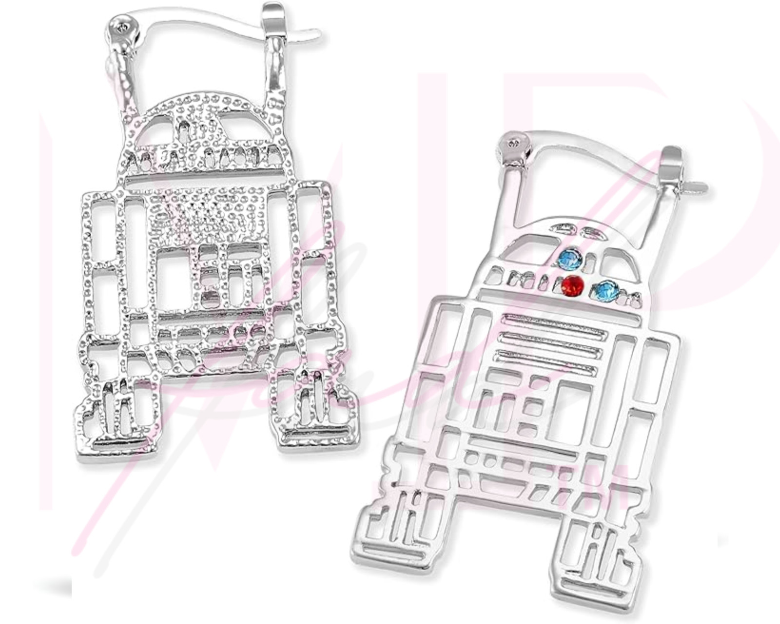 Star Wars Earring Snap Closure Cosplay Stainless Steel Silver Huggies R2-D2