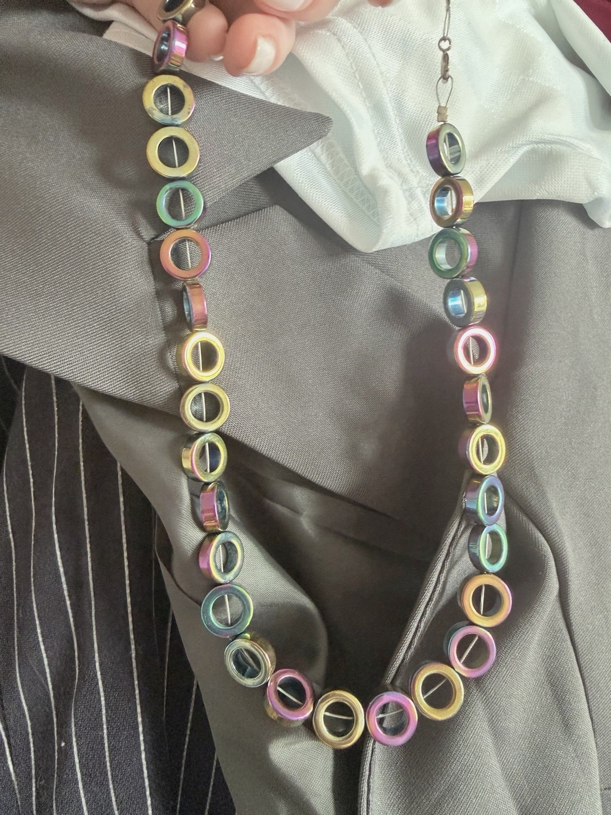 Rainbow Titanium M Necklace Iridescent Chainmail Lightweight Jewellery