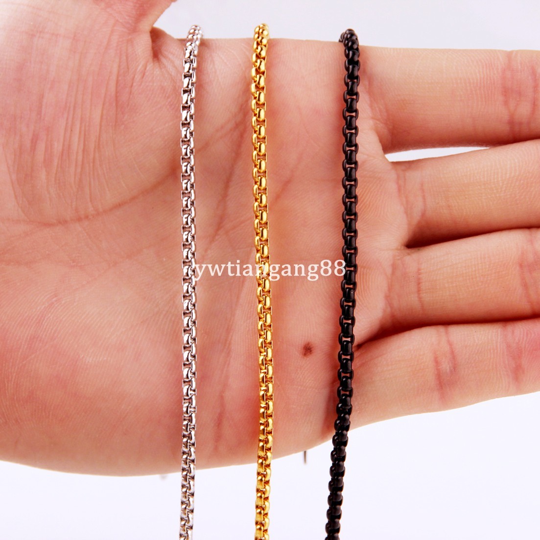 16″-40″3mm Women Men Rolo Chain 316L Stainless Steel Necklace Silver/Gold/Black