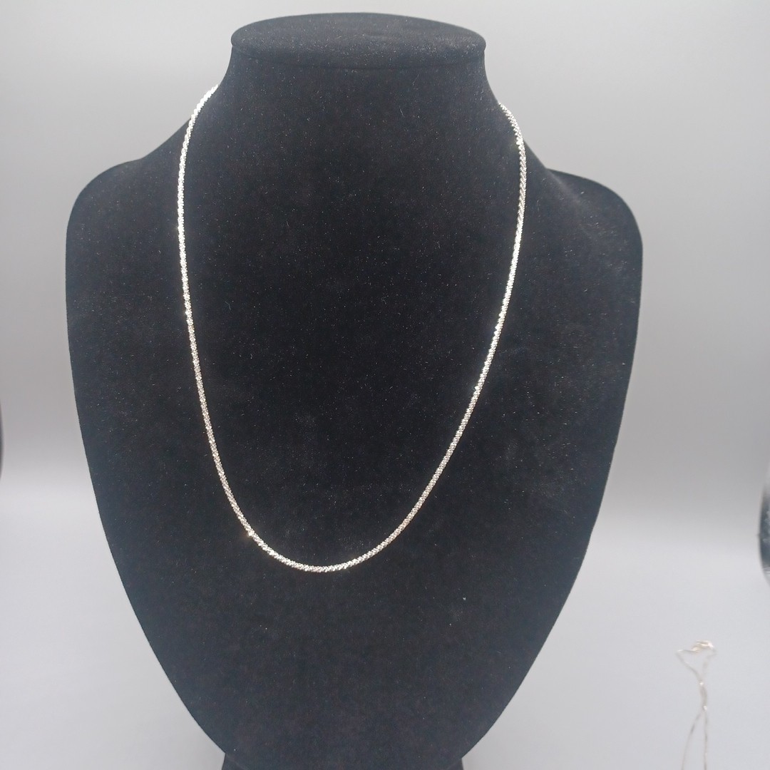 22” 925 Sterling Silver Necklace Criss Cross Chain 2mm Lobster Slide Adjustable