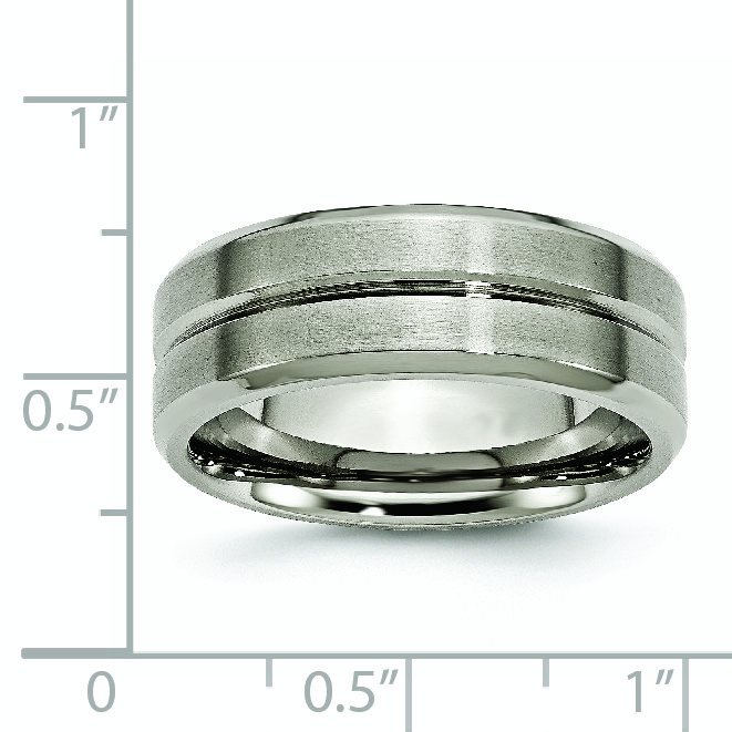 Titanium Grooved Beveled Edge 8mm Brushed and Polished Band TB171
