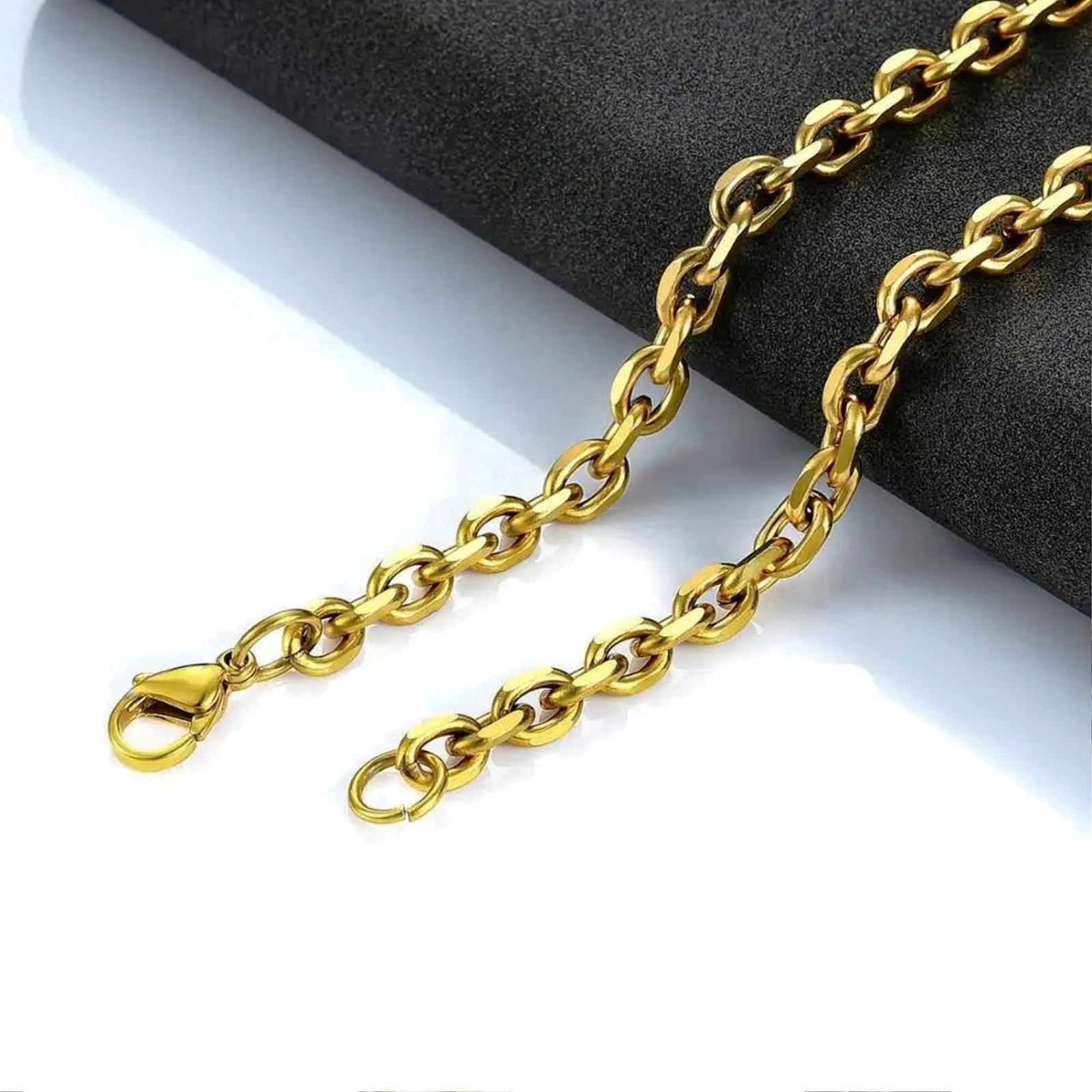 Chains Rolo Belcher Waterproof necklace stainless women men, Silver gold color