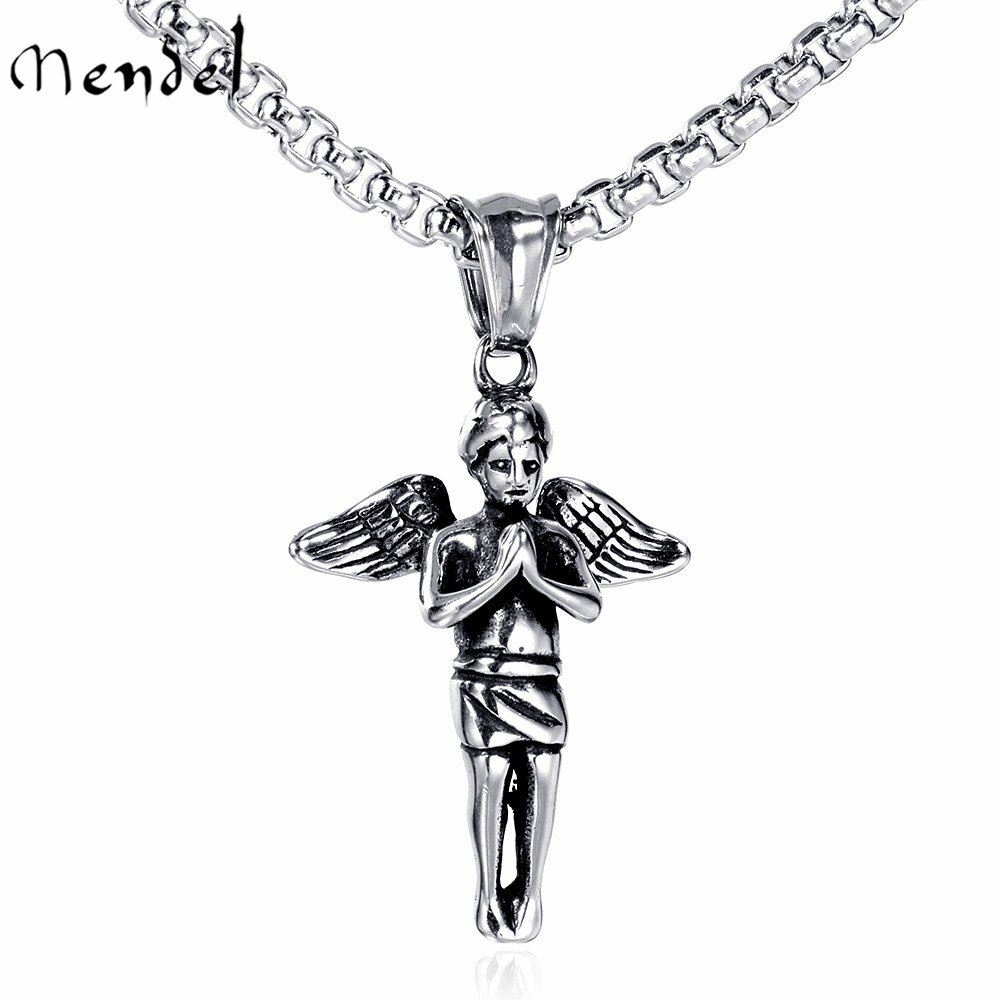 MENDEL Womens Protection Kids Boys Baby Guardian Angel Pendant Necklace Chain