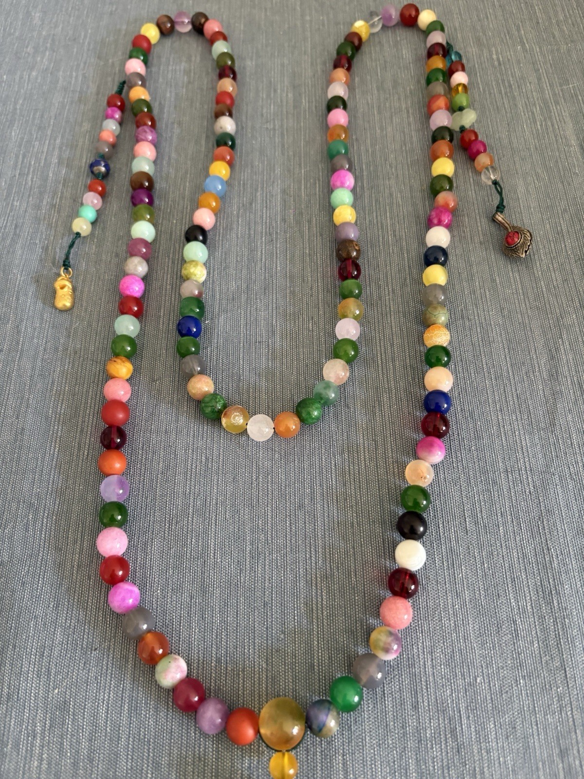 Boho Long Beaded Necklace Multicolor Stone Style Tassel Pendant Statement