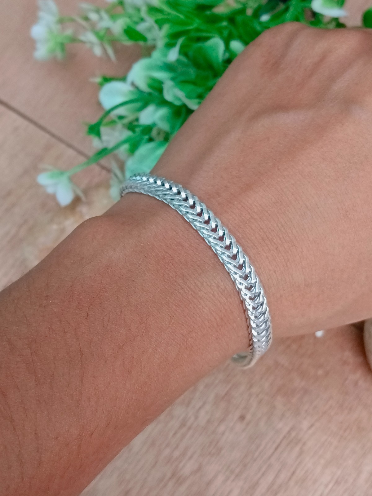 Silver Wheat Link Foxtail Chain Bracelet: 925 Sterling Silver Unisex Jewelry