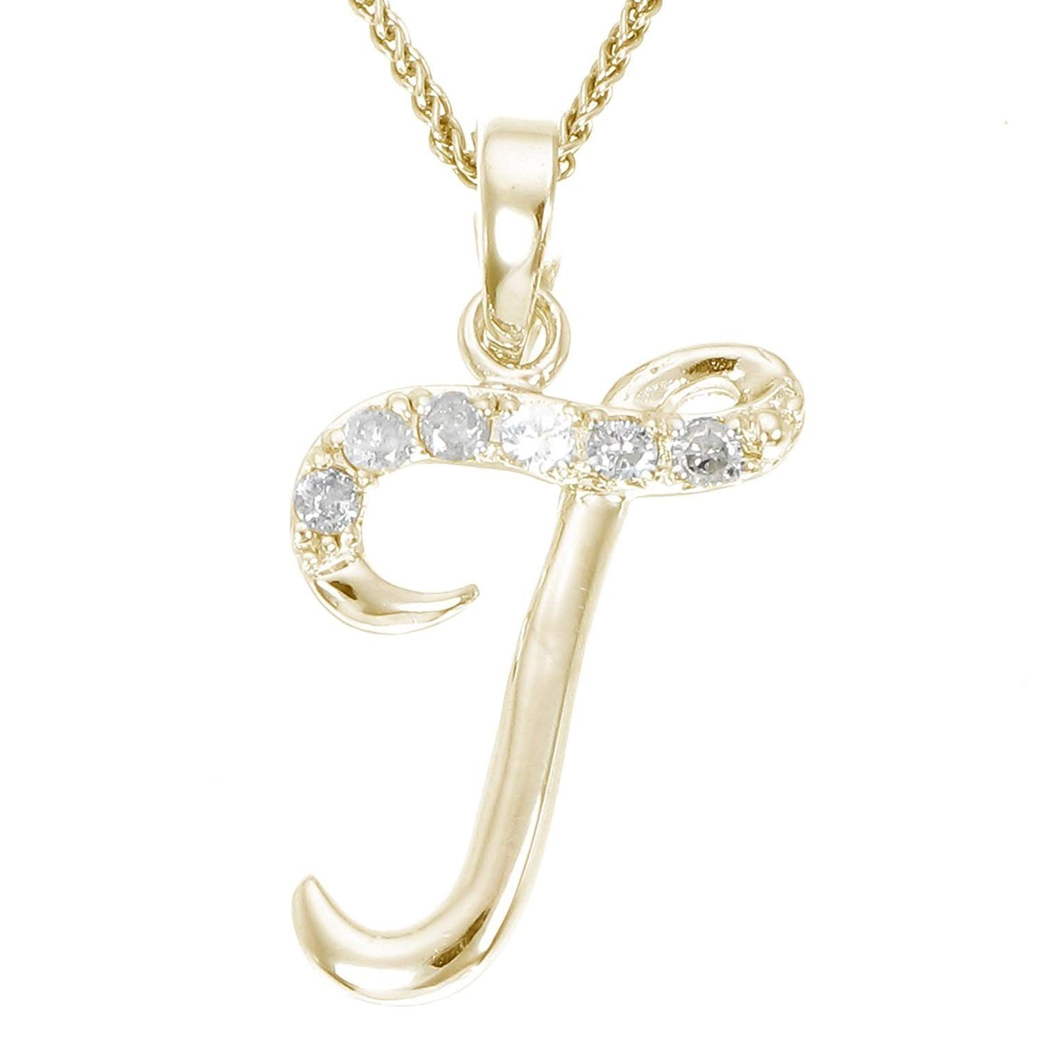 0.50Ct Round Cut Simulated Diamond “J” Letter Pendant 14K Yellow Gold Plated