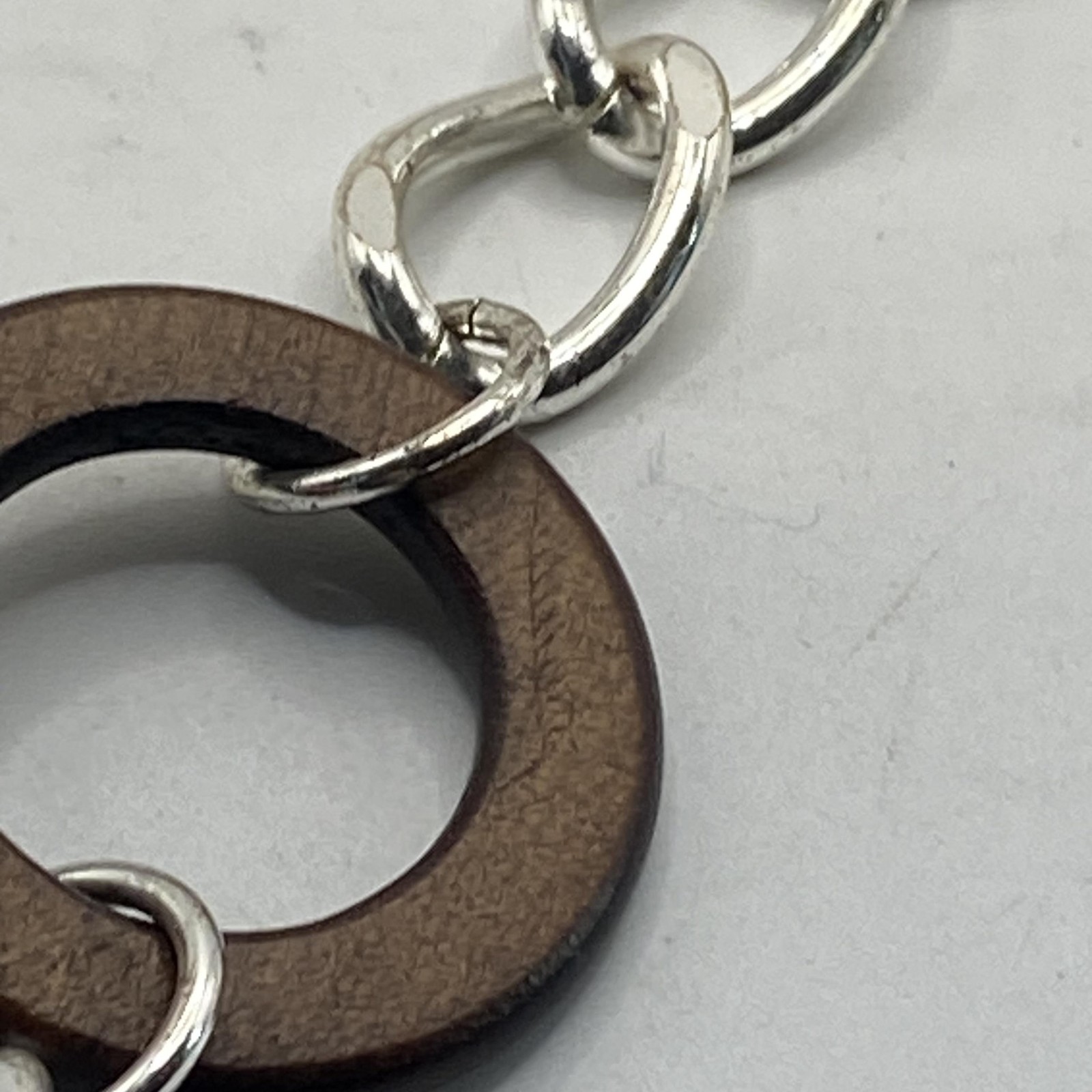 Nine West Silver Tone Wood Ring Station Chain Necklace 36 In Womens Jewelry