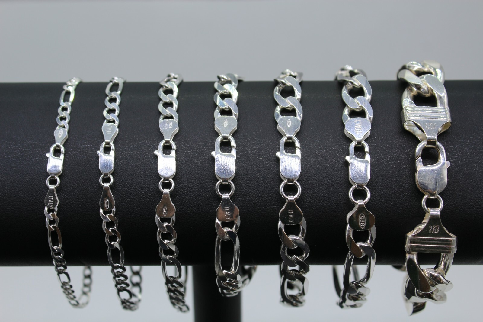 925 Italy SOLID Sterling Silver FIGARO Link Chain Bracelet 7″ 8″ 9″ 10″ .925