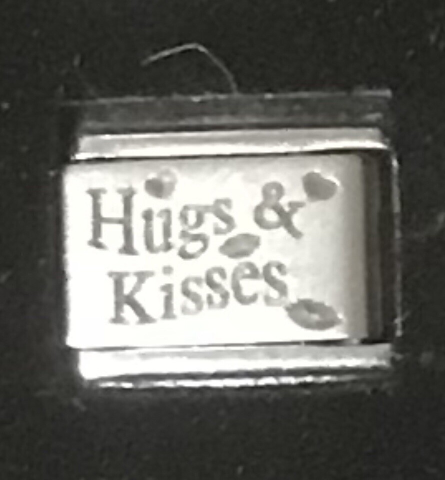 Hugs & Kisses Laser Italian Charm Link 9MM K18