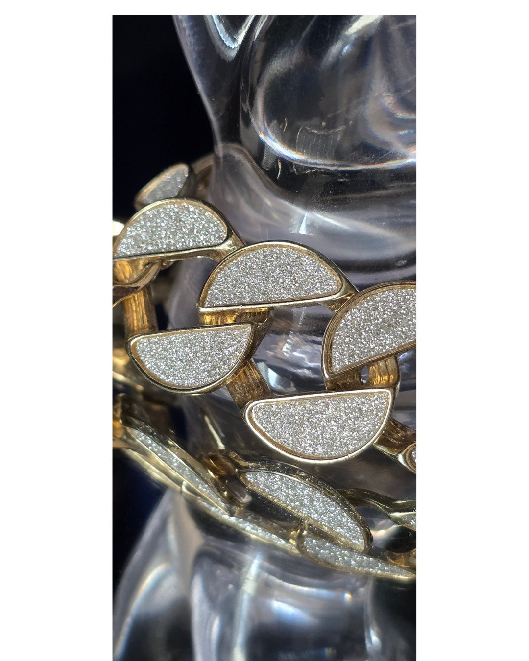 Sand Blast Cuban Link Chain Bracelet