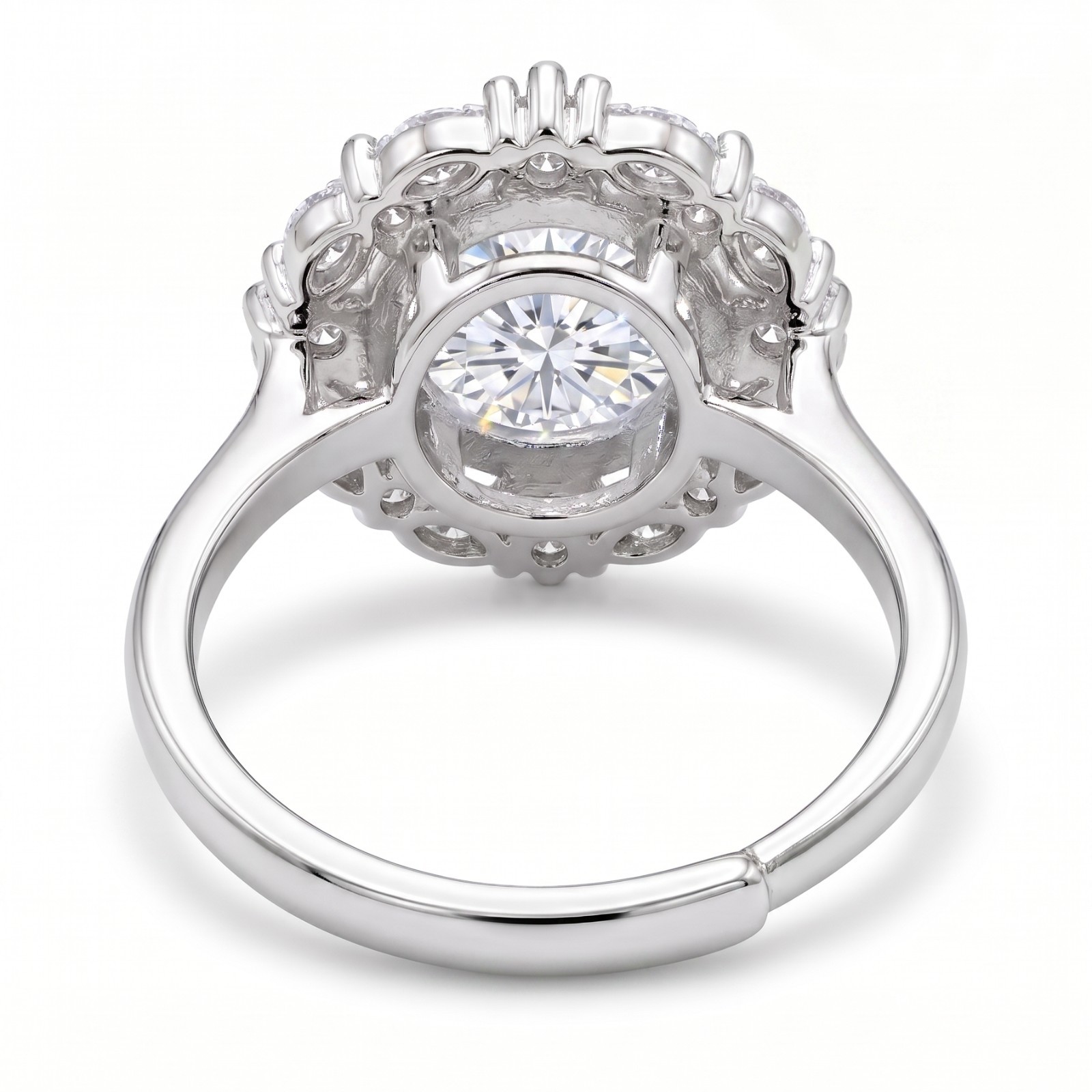 [US STOCK] 5CT CZ Halo Engagement Ring Silver Tone Adjustable Promise Gift Women