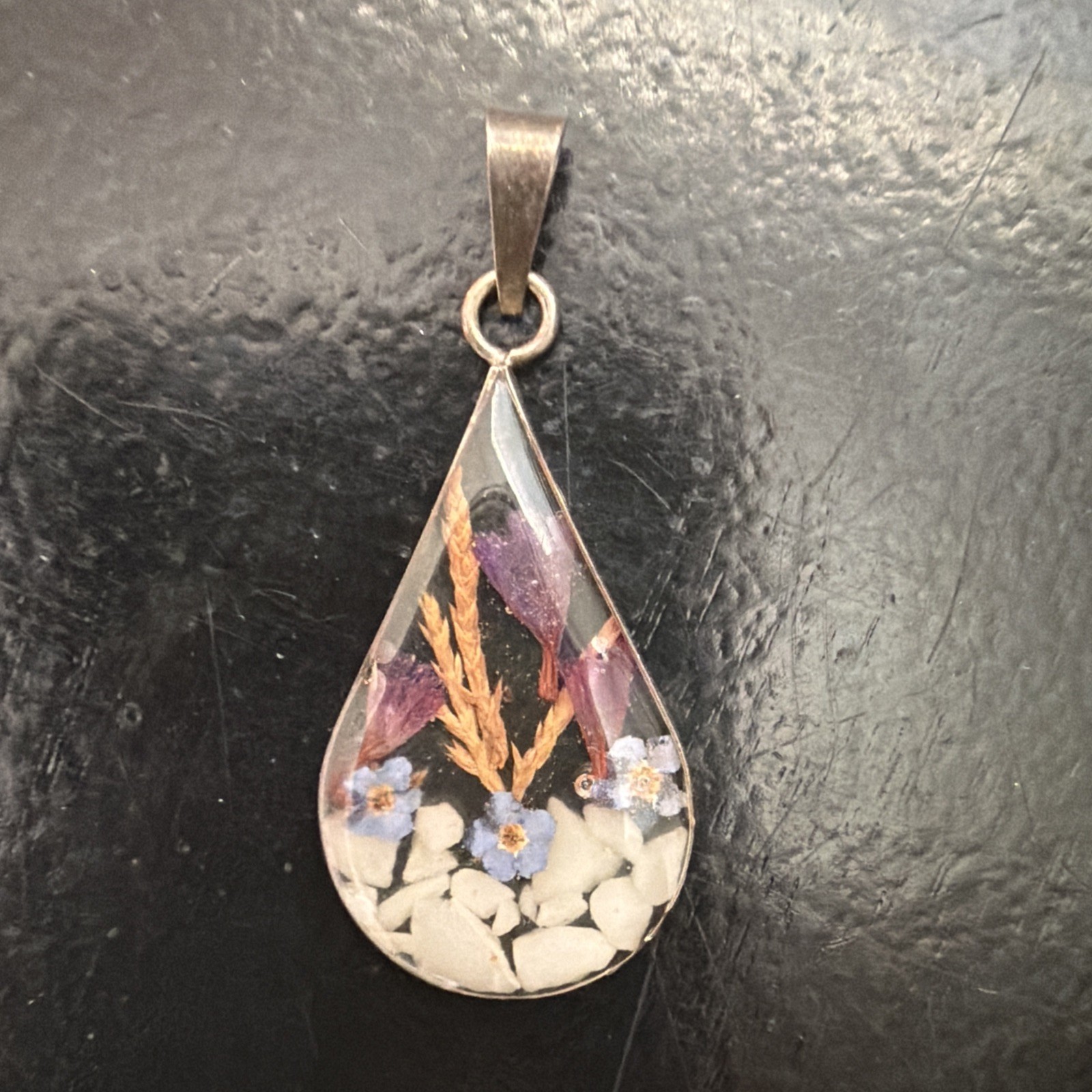 ATI Sterling Silver Resin Flower Pendant Or Charm