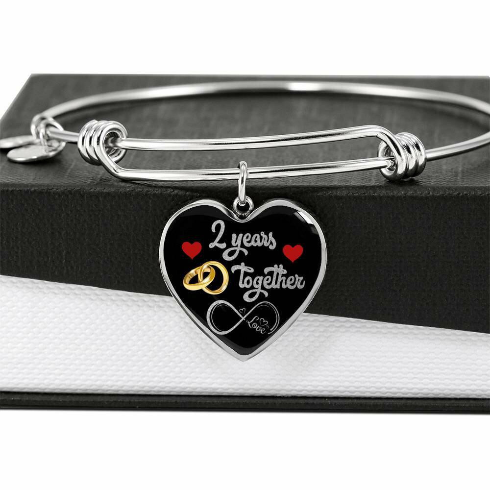 2nd Anniversary Personalized Engraved Bangle For Her, Married For 2 Years