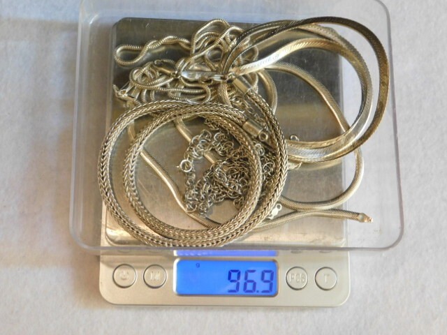 LOT OF 5 .925 STERLING SILVER NECKLACES ASSORTED MIX 17″- 34″ 96.9 GRAMS TW L1