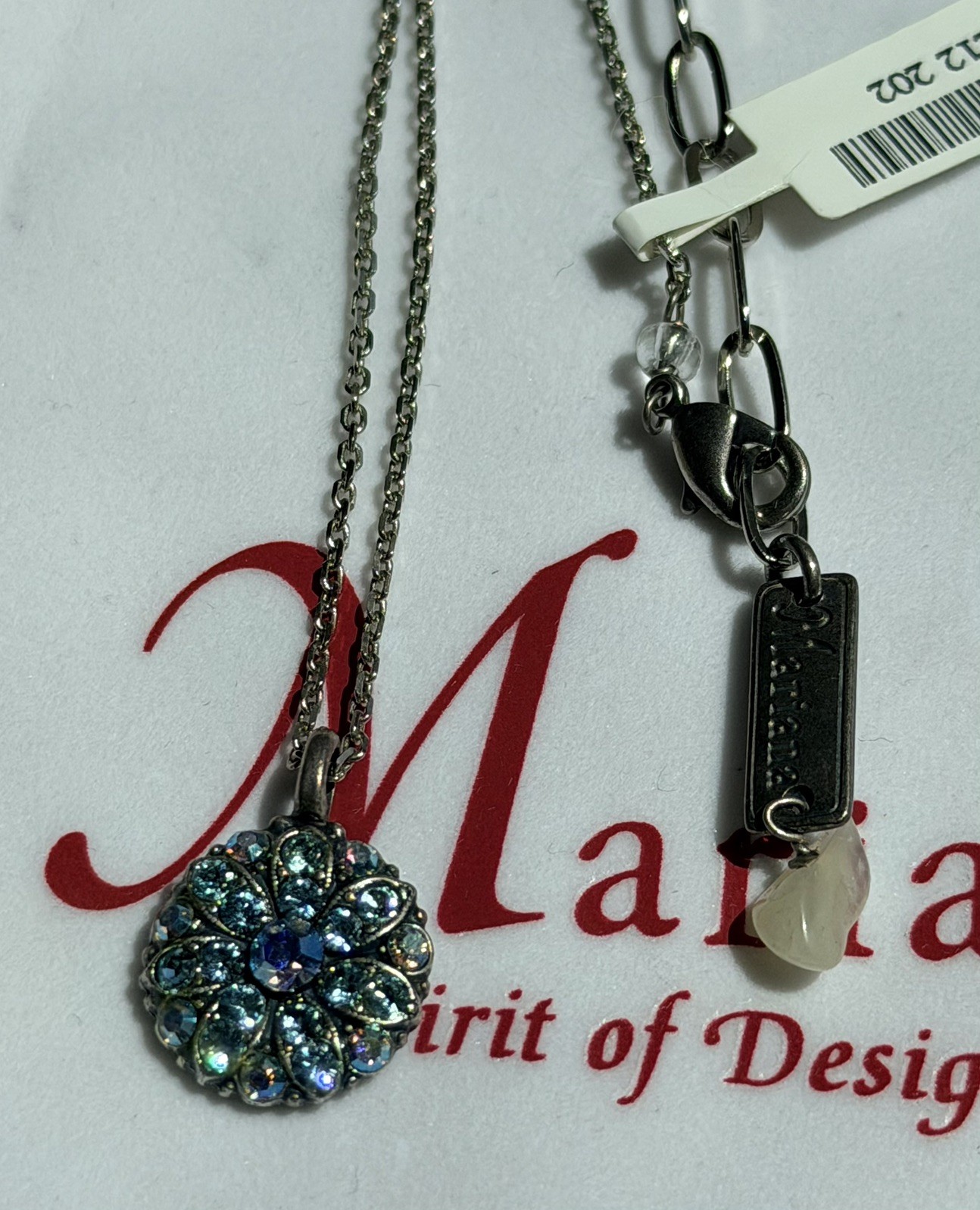 AB Crystal & Aquamarine Mariana Guardian Angel Pendant Necklace N-5212 Jewelry