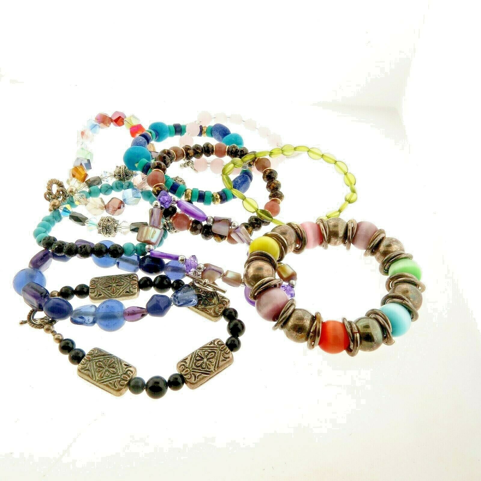 11 Bracelet in Gemstone and Crystal Glass 7 to 7.5″