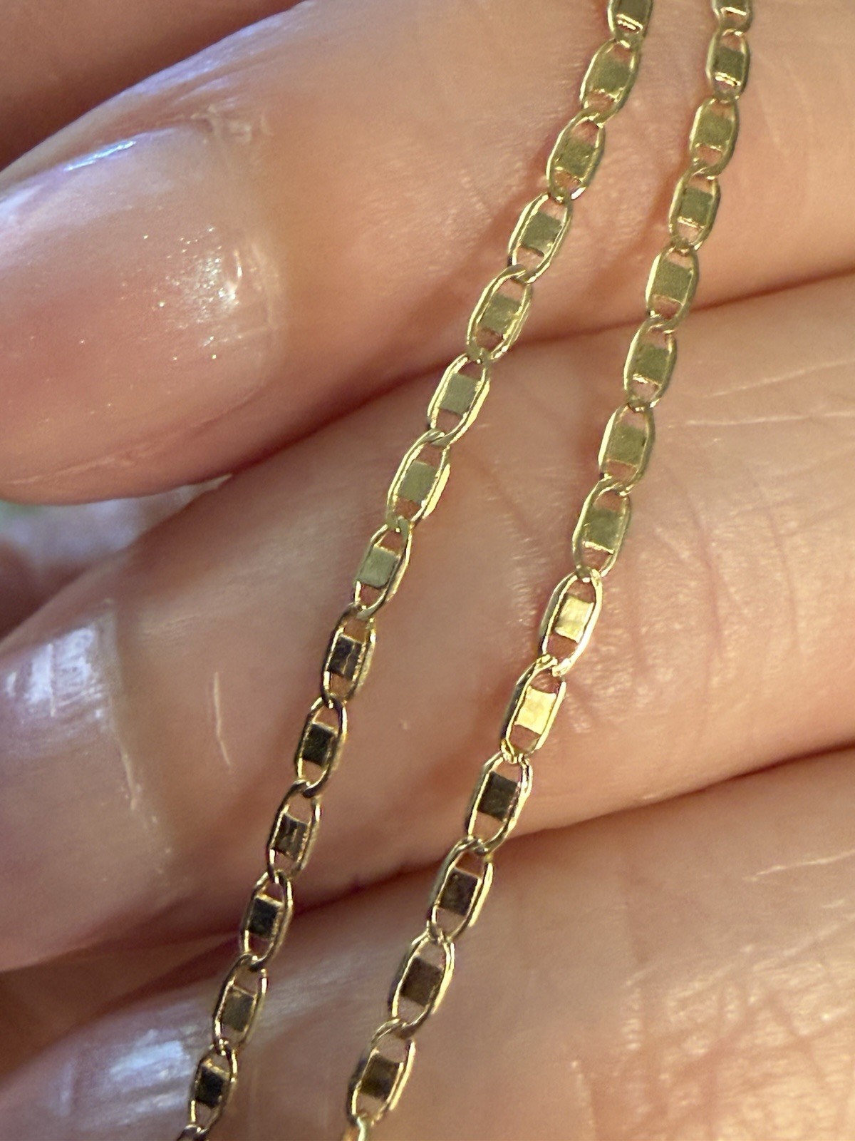 10K Solid Yellow Gold Anchor Mariner Chain Necklace 20” 1.8mm Dainty Minimalist