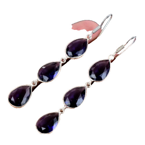 African Amethyst Gemstone 925 Sterling Silver Handmade Jewelry Earrings 2.2″