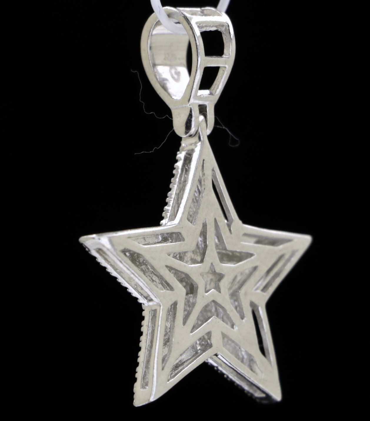 925 Ster. Silver STAR Pendant + CZ 30 x 22 mm 2.8 gr #1492
