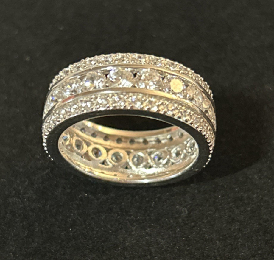 Sterling Silver 925 CZ Ring Prime Art & Jewel (PAJ) 8mm Size 9, 7.3 Grams