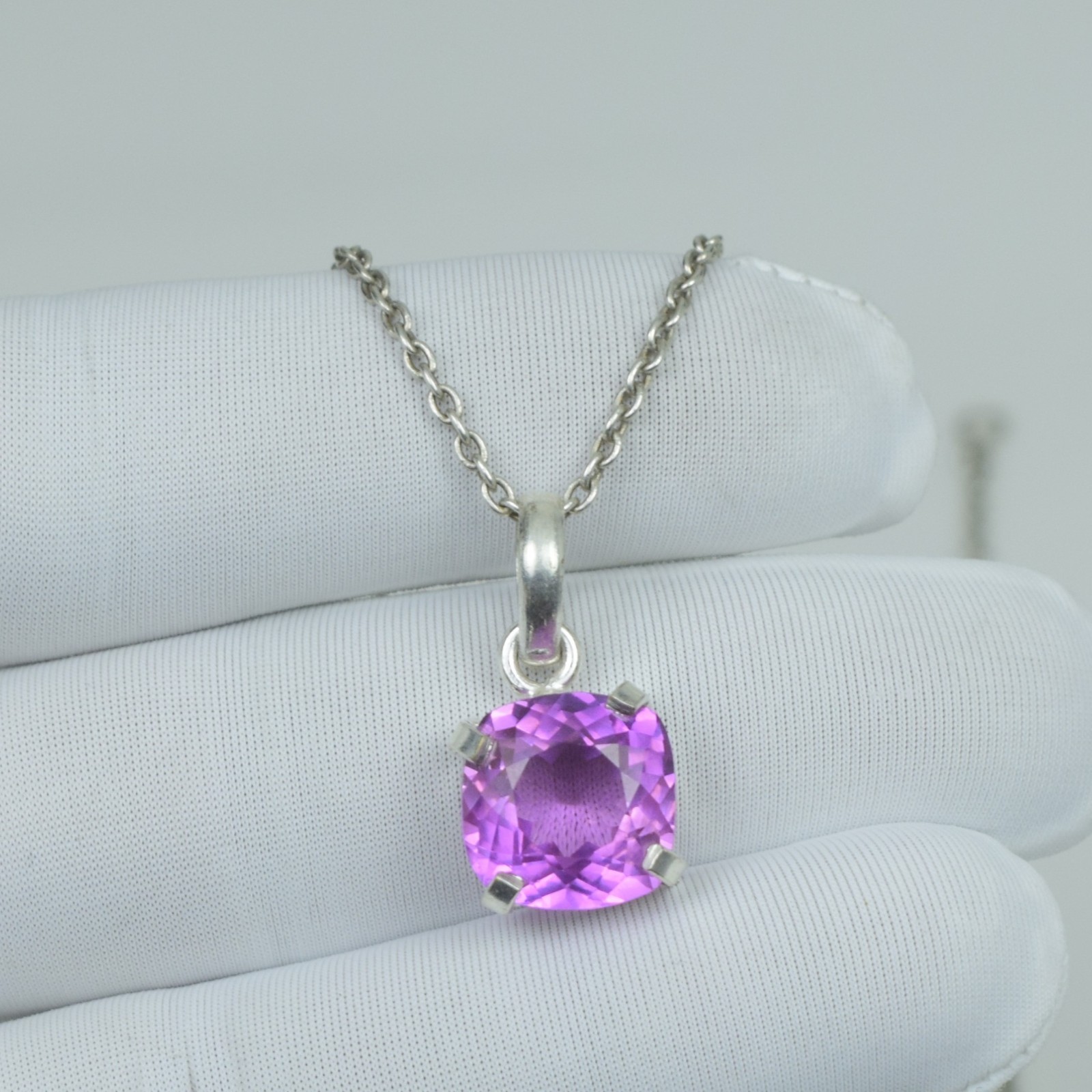 19Ct 925 Sterling Silver Necklace, Pink Kunzite Unique Jewelry Gift For Women,
