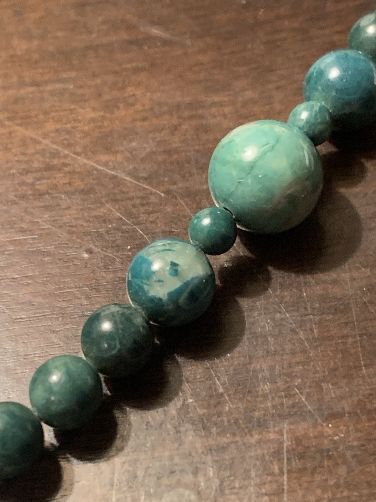 Karla Jordan Blue Bead Necklace Goldtone 22 Inch Long
