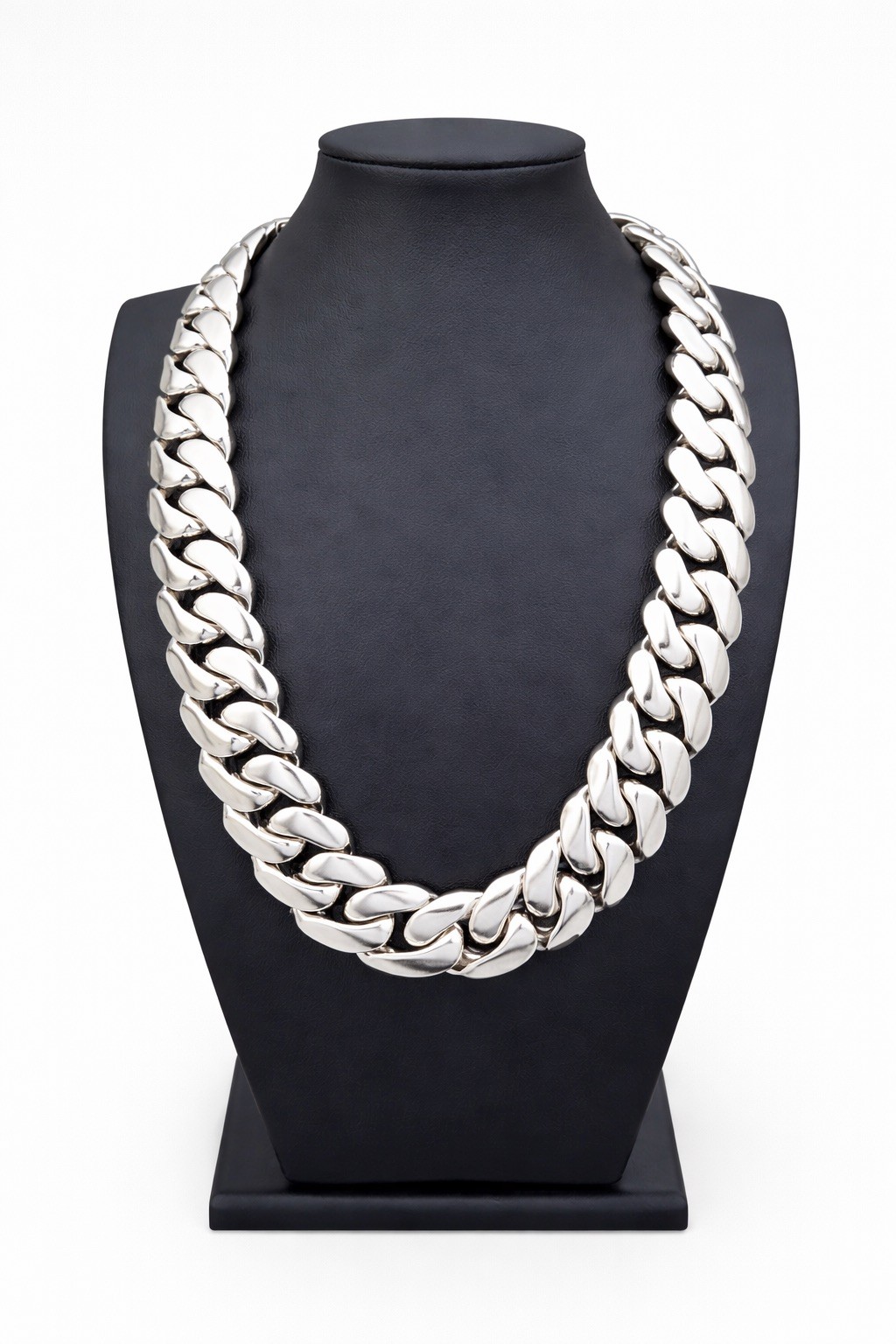 20mm White Gold Cuban Link Chain 24in Necklace Miami Hip Hop Jewelry