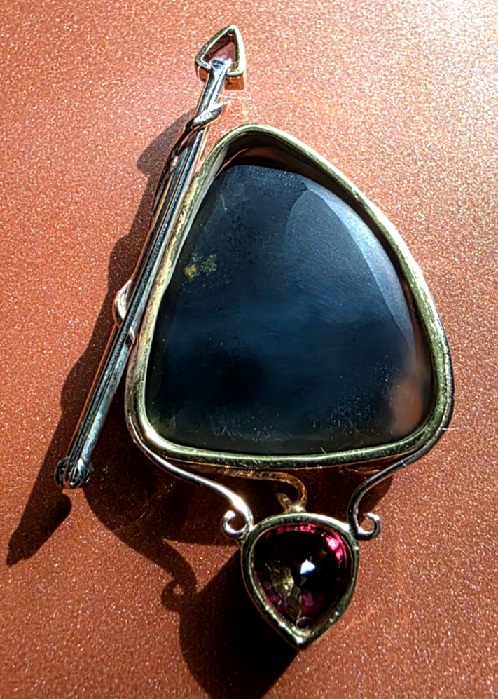 Custom Award-Winning Solid 3 Color Gold Black Drusy , Tour, Tanz, Dia, Pin 14KT.