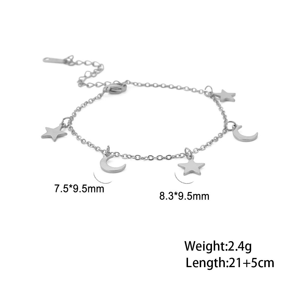 Stainless Steel Star Moon Anklet Women Beach Ankle Bracelet Summer Jewellery