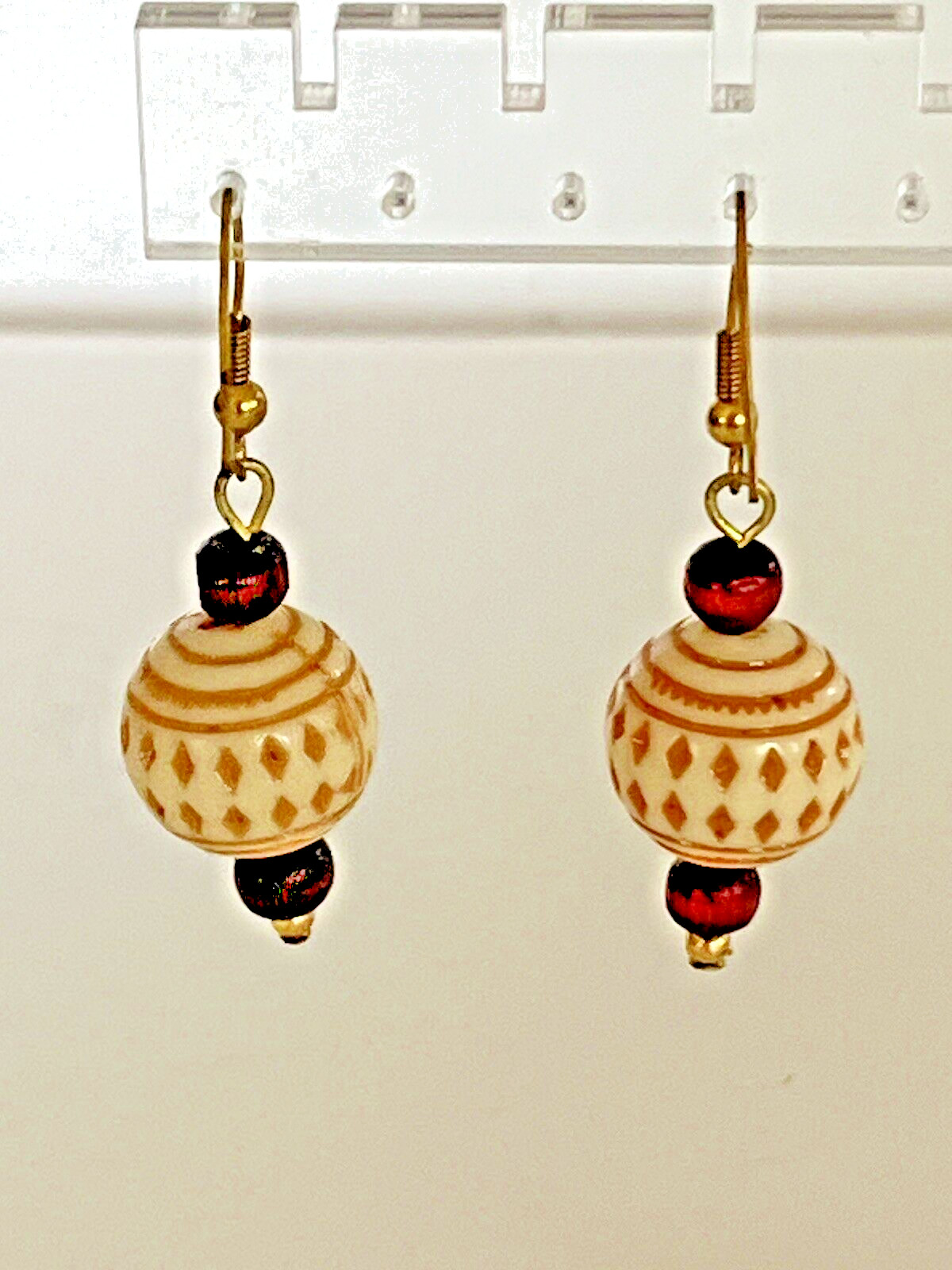 Vintage Artisan Handmade Decorated Beaded Dangle/Drop 2″ 1/4″ Boho