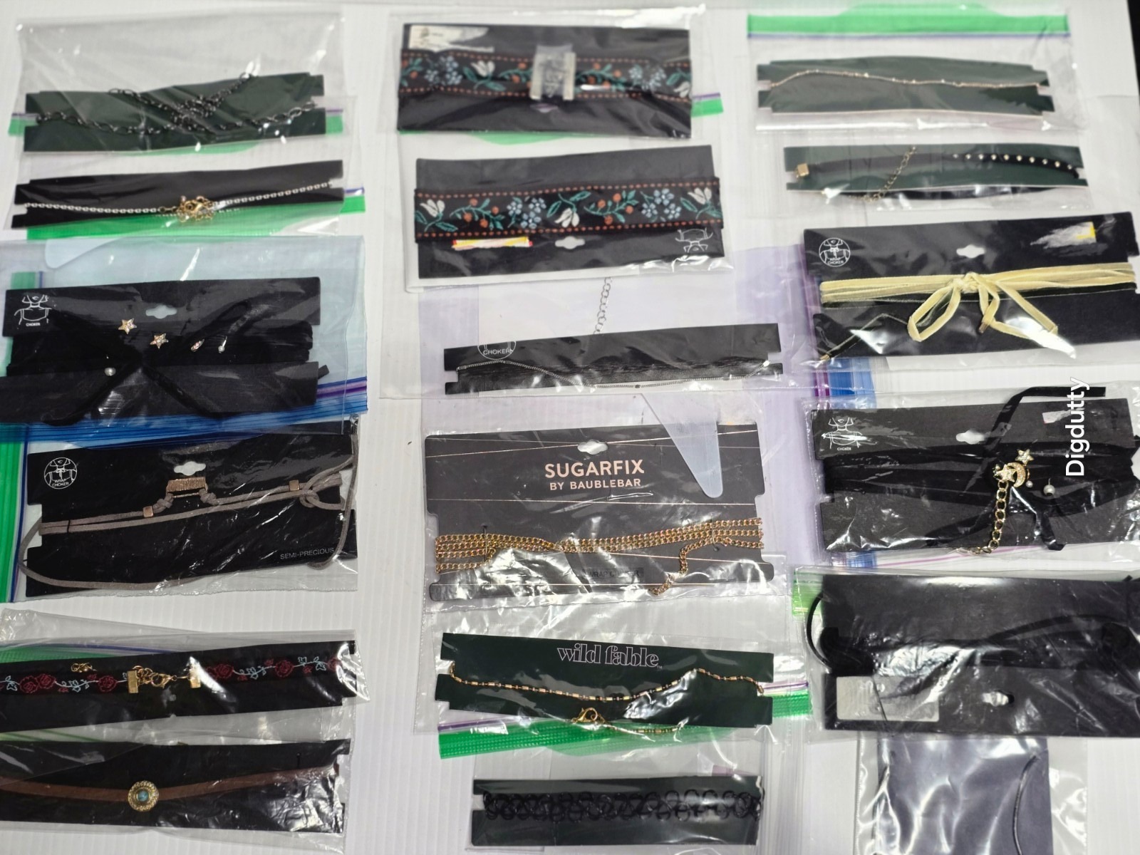Lot Of 18 Chokers Nostalgia 90’s Cord, Chain, Fabric, Floral, Charm, Multicolor