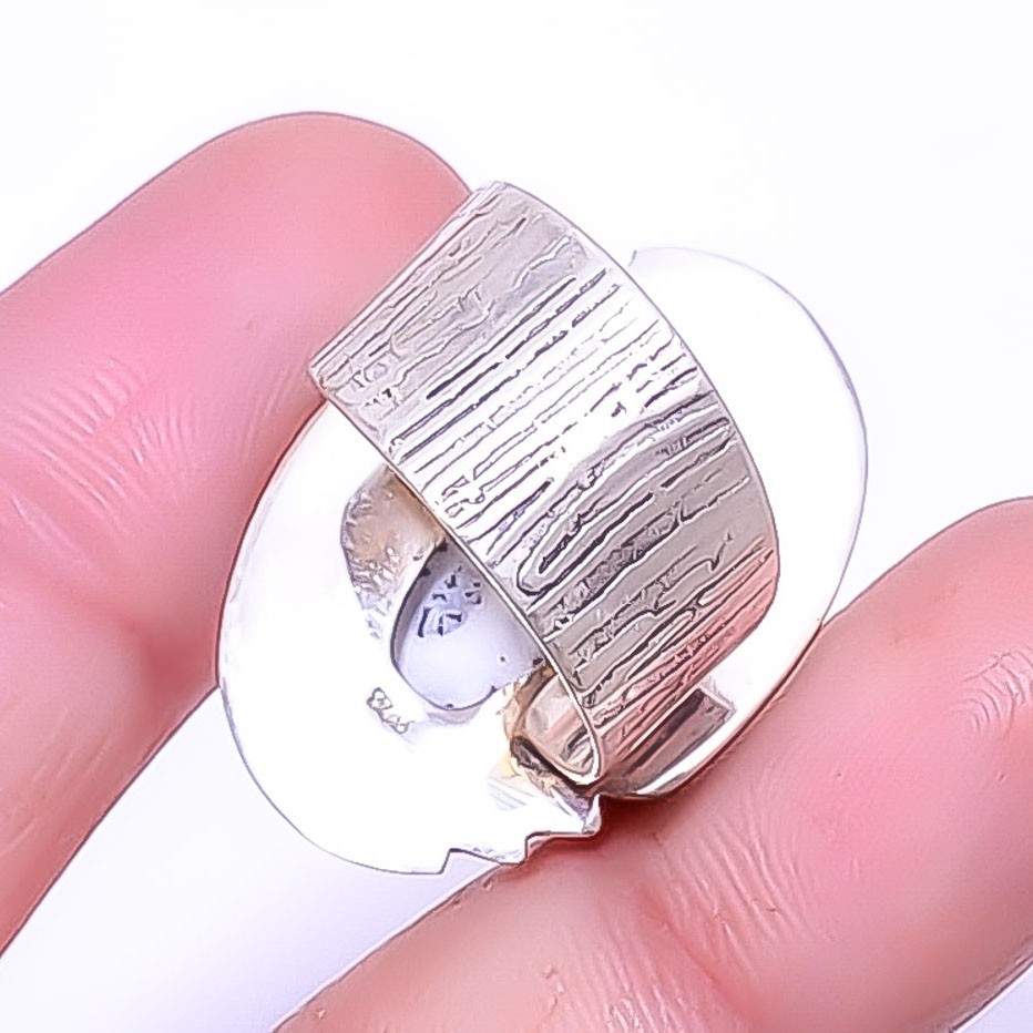 Dendritic Opal – Brazil Gemstone Silver Handmade Jewelry Ring s.7 A36