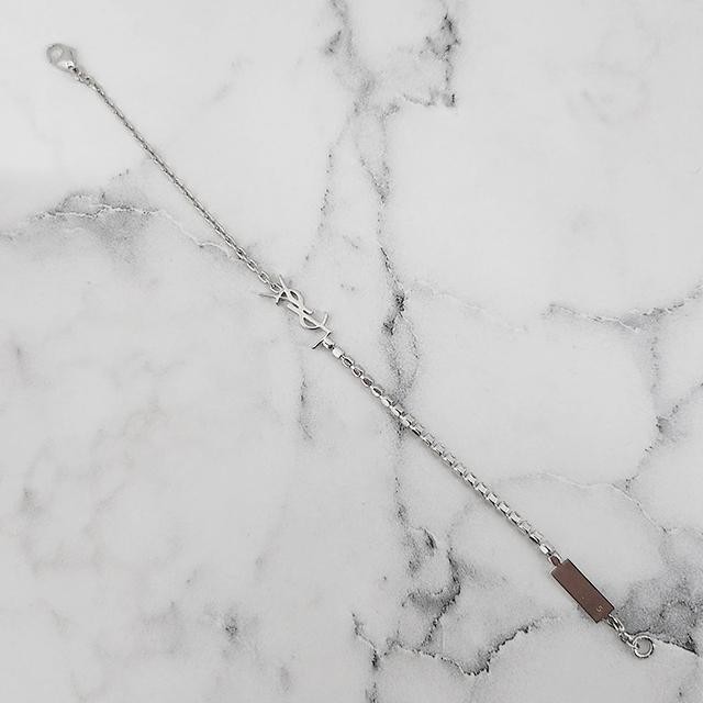 Saint Laurent YSL Cassandre Logo Rhinestone Bracelet