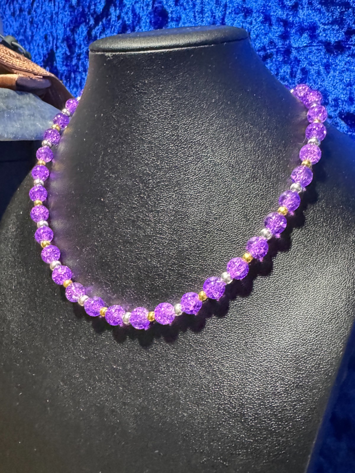 Tennis Necklace, Bracelet, Purple or Red 8mm Round Crystal Glass Beads 16.5″ +