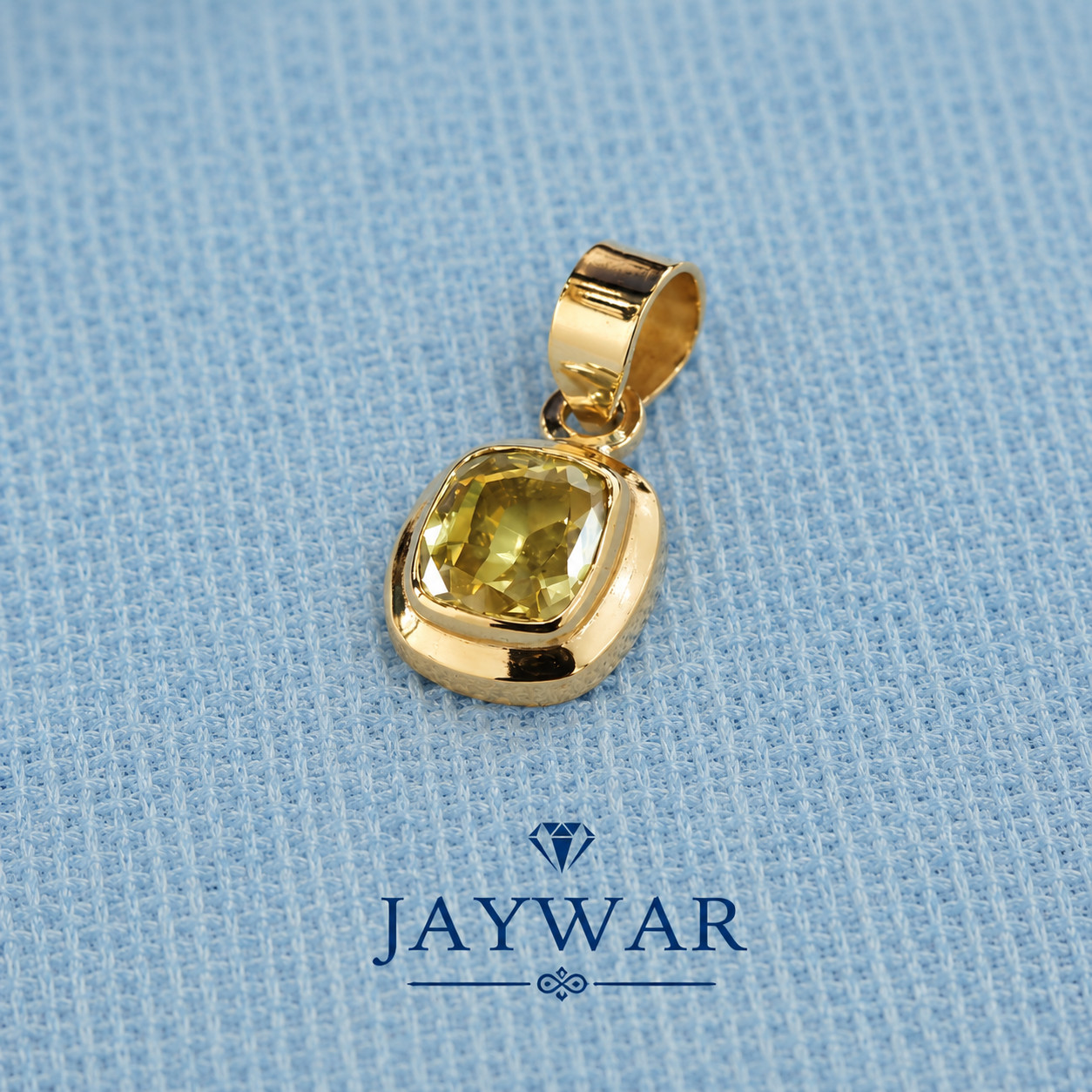 JAYWAR Yellow Sapphire Pendant Panchdhatu Silver Plated Unisex Custom Made