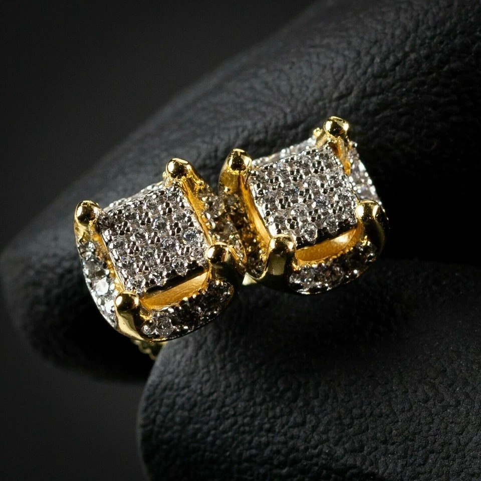1 CT Round Cut Simulated Diamond Solitaire Stud Earrings 14k Yellow Gold Plated