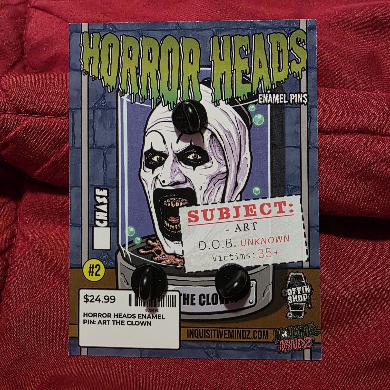 Terrifier Art The CLOWN Stained Glass ENAMEL PIN Horror Heads Glass jar
