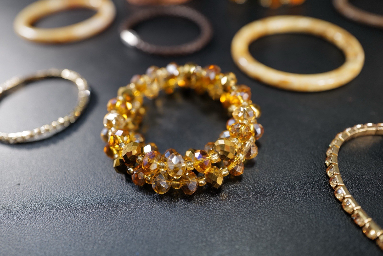 10 Pc Bracelet Brown Amber Beige Cream Rhinestone Mix Styles Bangles J4