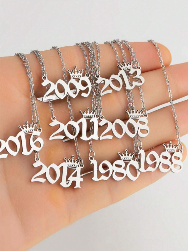 Personalized Birth Year Date Necklace Jewelry 1970 To 2026 Gold Number Pendant